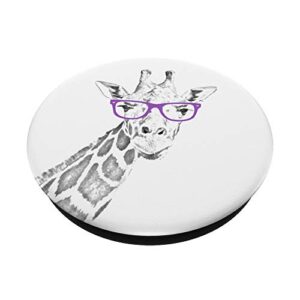 Giraffe wearing Purple Glasses PopSockets PopGrip: Swappable Grip for Phones & Tablets