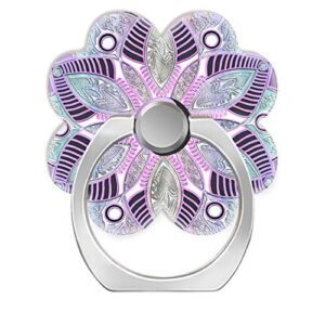 360 degree finger stand cell phone ring holder car mount with hook for smartphone-lavender purple yin yang lotus flower mandala