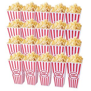 tebery 20 pack plastic open-top popcorn boxes reusable movie theater style popcorn container set -7.7" tall x 4" square