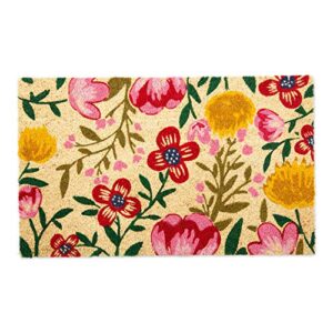 dii floral design collection natural coir doormat, 17x29, bright blossom