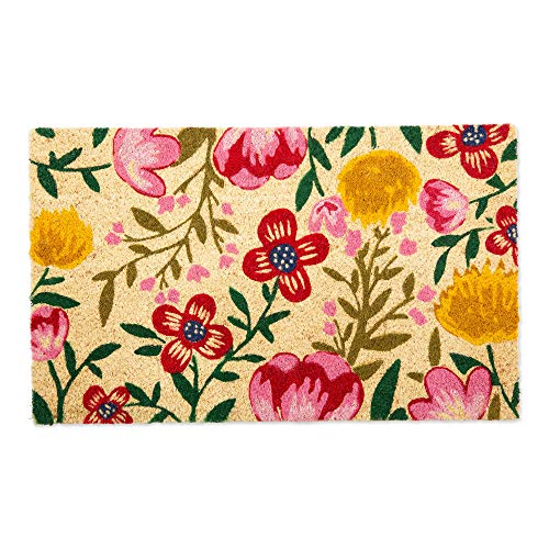 DII Floral Design Collection Natural Coir Doormat, 17x29, Bright Blossom