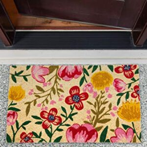 DII Floral Design Collection Natural Coir Doormat, 17x29, Bright Blossom