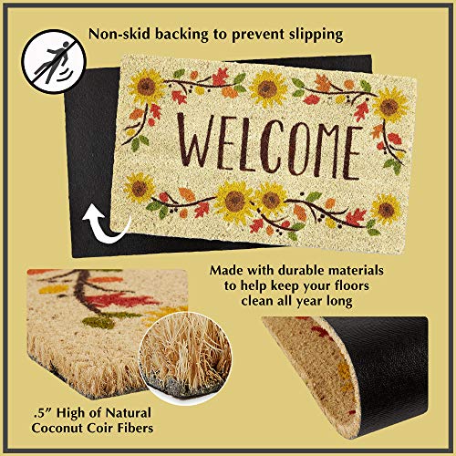 DII Floral Design Collection Natural Coir Doormat, 17x29, Bright Blossom