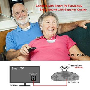 SIMOLIO Dual Wireless Headphones for TV Watching with Spare Battery for Hearing Impaired and Seniors, Tone and Balance Control, Personal Sound Amplifier, 100 ft Work Range, No Audio Delay, SM-824D2