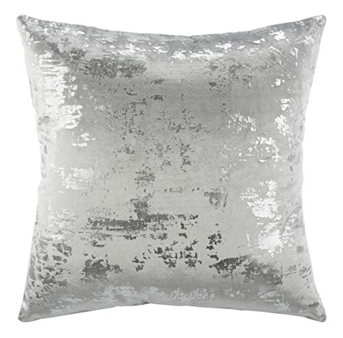 Safavieh Edmee Metallic Throw Pillow, 22"x22", Light Grey/Silver