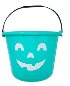 teal trick or treat pumpkin halloween bucket - 9 inch allergy and gluten friendly jack-o-lantern candy pail