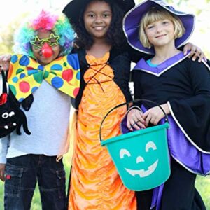 Teal Trick or Treat Pumpkin Halloween Bucket - 9 Inch Allergy and Gluten Friendly Jack-O-Lantern Candy Pail