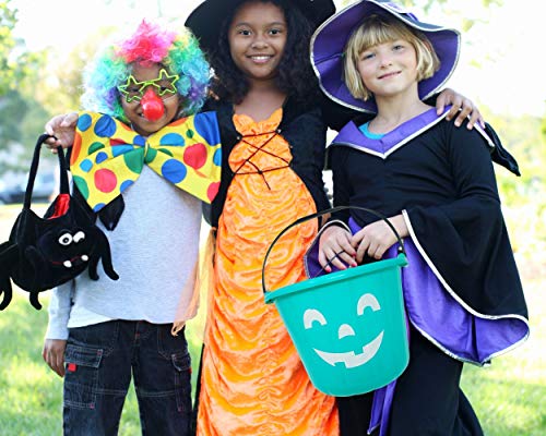 Teal Trick or Treat Pumpkin Halloween Bucket - 9 Inch Allergy and Gluten Friendly Jack-O-Lantern Candy Pail