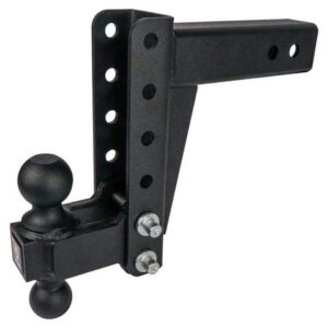 bulletproof hitches™ 2.5" adjustable medium duty (14,000lb rating) 6" drop/rise trailer hitch with 2" and 2 5/16" dual ball (black textured powder coat)