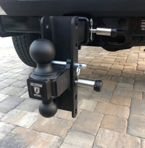 BulletProof Hitches™ 2.5" Adjustable Medium Duty (14,000lb Rating) 6" Drop/Rise Trailer Hitch with 2" and 2 5/16" Dual Ball (Black Textured Powder Coat)