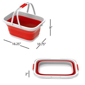 Collapsible Basket-Space Saving Pop Up Handbasket for Supplies, Dishes, Drinks, and More-Foldable Multiuse Carrying/Storage Bin by Lavish Home (Red)