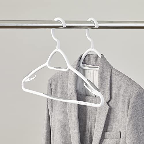 Set of 5 Deluxe Non Slip Hangers by Neatfreak! - Space Saving Hangers for Clothes, Pants, Jackets and Shirt 5 Pack,White/Grey