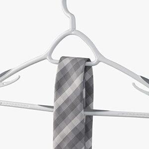 Set of 5 Deluxe Non Slip Hangers by Neatfreak! - Space Saving Hangers for Clothes, Pants, Jackets and Shirt 5 Pack,White/Grey