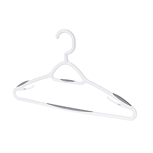 Set of 5 Deluxe Non Slip Hangers by Neatfreak! - Space Saving Hangers for Clothes, Pants, Jackets and Shirt 5 Pack,White/Grey