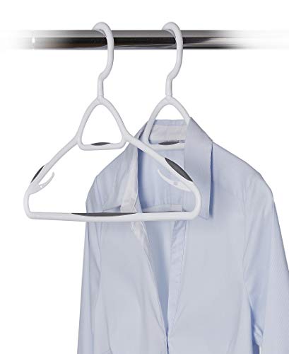 Set of 5 Deluxe Non Slip Hangers by Neatfreak! - Space Saving Hangers for Clothes, Pants, Jackets and Shirt 5 Pack,White/Grey