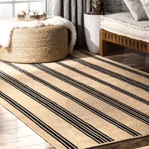 nuloom striped brenna jute area rug, 5' x 8', natural