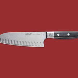 Wolf Gourmet 6.5" Hollow-Edged Santoku Knife, Ergonomic for Comfort and Control, Forged High-Carbon Stainless Steel, 12.5 Degree Angle, Durable (WGCU127S)