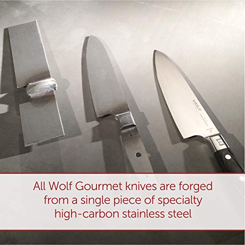 Wolf Gourmet 6.5" Hollow-Edged Santoku Knife, Ergonomic for Comfort and Control, Forged High-Carbon Stainless Steel, 12.5 Degree Angle, Durable (WGCU127S)