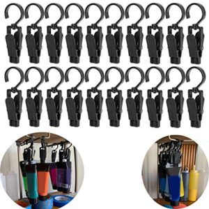 vinbee 20 pcs super strong plastic home travel swivel hanging laundry hooks clip - 4.3 inches (black)