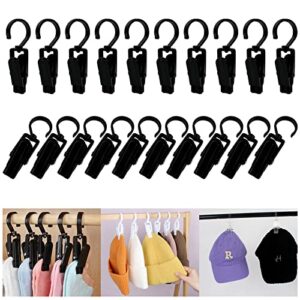 VinBee 20 PCS Super Strong Plastic Home Travel Swivel Hanging Laundry Hooks Clip - 4.3 Inches (Black)