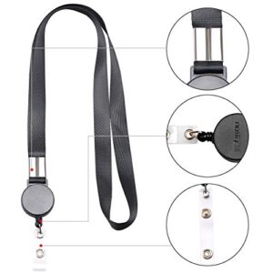 Lanyard with ID Holder (2 Pack) 20 inch Flat Polyester ID Lanyard with Retractable Badge Reel and Vertical Name Badge Holder for Offices ID, School ID, Driver Licence (2)