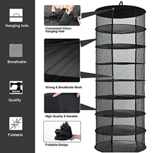 Desy & Feeci Herb Drying Rack, 8 Layer Collapsible Mesh Dry Net Herb Dryer with S Hang Buckle and Storage Bag, Black