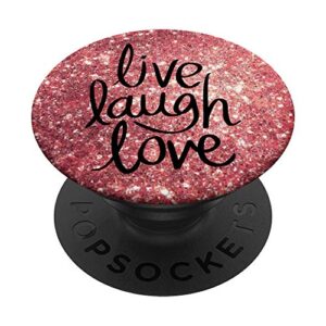 live laugh love - sparkling rose gold & black popsockets popgrip: swappable grip for phones & tablets