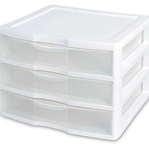 New Sterilite White & Clear Countertop 3-Drawer Desktop Storage Unit (4 Pack)