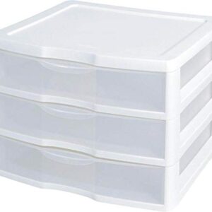 New Sterilite White & Clear Countertop 3-Drawer Desktop Storage Unit (4 Pack)