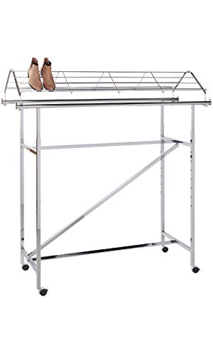 SSWBasics Chrome Shoe Topper for Double-Rail Clothing Rack - 57 2/5”W x 21" D x 11 ½"H