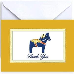 Paper Frenzy Dala Horse Collection Thank You and Note Cards with Envelopes - 25 pack