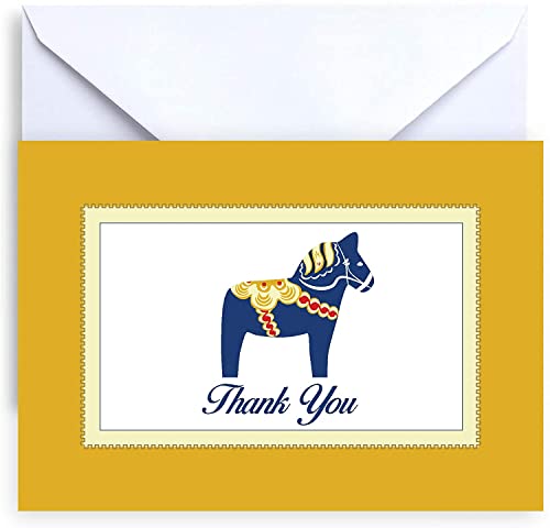 Paper Frenzy Dala Horse Collection Thank You and Note Cards with Envelopes - 25 pack