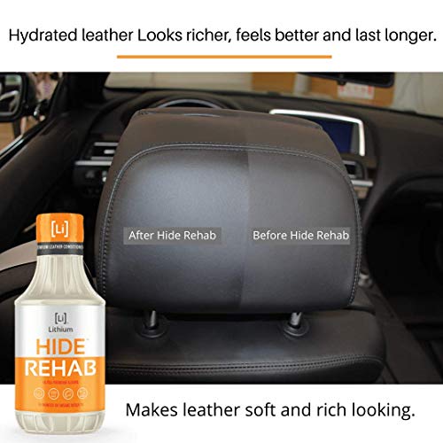 Hide Rehab Leather Conditioner- Most Effective Way Possible to Restore, Moisturize and Rehydrate Your Cars Leather. Protects from U.V. Rays, Stops Leather from Drying, Cracking. All Natural