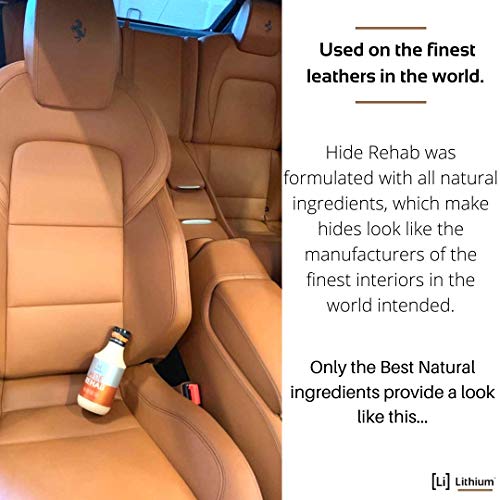 Hide Rehab Leather Conditioner- Most Effective Way Possible to Restore, Moisturize and Rehydrate Your Cars Leather. Protects from U.V. Rays, Stops Leather from Drying, Cracking. All Natural