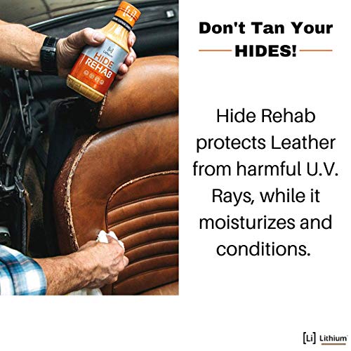 Hide Rehab Leather Conditioner- Most Effective Way Possible to Restore, Moisturize and Rehydrate Your Cars Leather. Protects from U.V. Rays, Stops Leather from Drying, Cracking. All Natural