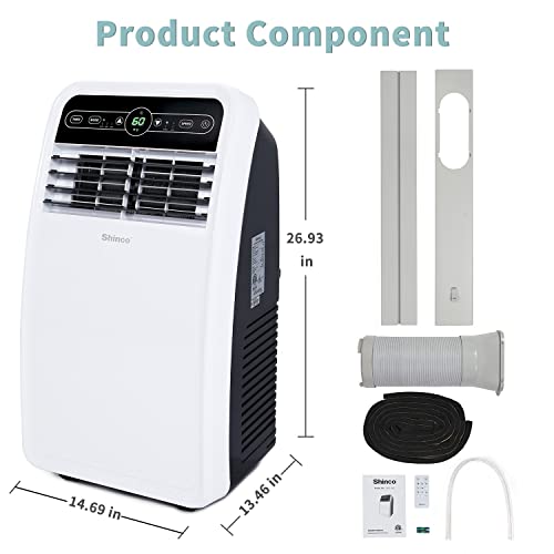 Shinco 8,000 BTU Portable Air Conditioner, Portable AC Unit with Built-in Cool, Dehumidifier & Fan Modes for Room up to 200 sq.ft, Room Air Conditioner with Remote Control, 24 Hour Timer, Installation Kit