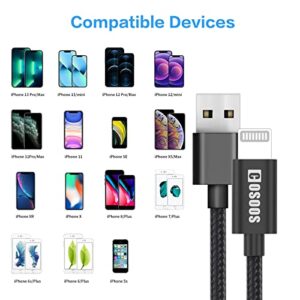COSOOS Short iPhone Lightning Cable (14in/35cm) Nylon Braided Fast Charging Syncing Cable, MFi Certified for Apple iPhone 13,12,11,XS,XR,X,8,7,6,5S, Airpods 3/Pro/2/1, USB Charging Station
