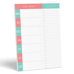 daily planner by sweetzer & orange - undated 2023 planner plus to do list – teal/orange magnetic weekly planner and day planner notepad - organizer planners for college student, office or home