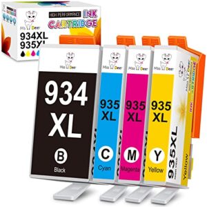 miss deer compatible 934 935 ink cartridge replacement for hp 934xl 935xl work with officejet 6812 6815 6820 6825 officejet pro 6230 6830 6835 printer (1 black, 1 cyan, 1 magenta, 1 yellow) 4 pack