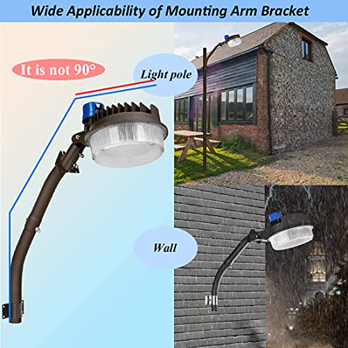 LEDMO Mounting Arm for LED Barn Light Adjustable Angle Sturdy Black Aluminum Extension Mounting Pole for Dusk to Dawm Outdoor Security Area Light Yard Light