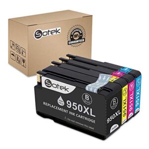 sotek compatible ink cartridge replacement for hp 950xl 951xl 950 951 high yield, work for officejet pro 8610 8600 8615 8620 8625 8630 (bk/c/m/y, 4-pack)