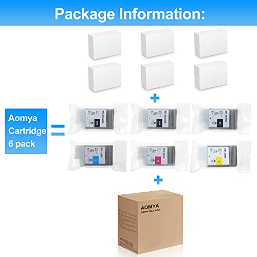 Aomya Compatible Canon PFI-107 6 Pack 5 Colors Ink Tanks 2 PFI-107MBK(Pigment),1 PFI-107BK PFI-107C PFI-107Y PFI-107M for for iPF680, 685, 780, 785