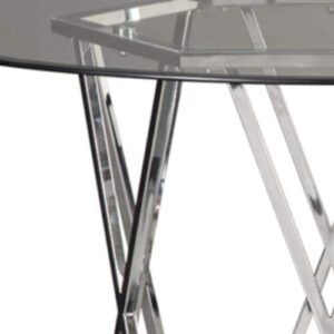 Signature Design by Ashley Madanere Round Contemporary Dining Room Table, Chrome Finish