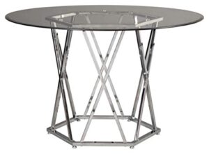 signature design by ashley madanere round contemporary dining room table, chrome finish
