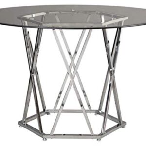 Signature Design by Ashley Madanere Round Contemporary Dining Room Table, Chrome Finish