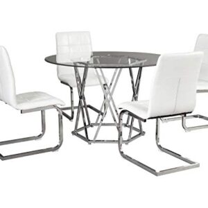 Signature Design by Ashley Madanere Round Contemporary Dining Room Table, Chrome Finish