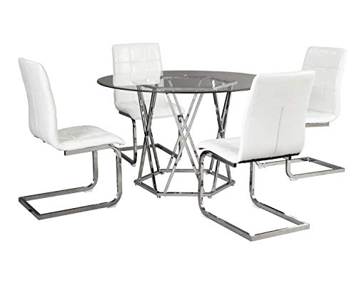 Signature Design by Ashley Madanere Round Contemporary Dining Room Table, Chrome Finish