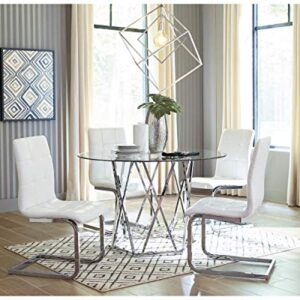 Signature Design by Ashley Madanere Round Contemporary Dining Room Table, Chrome Finish