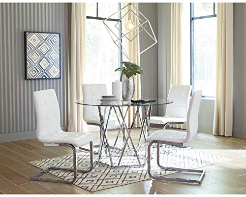 Signature Design by Ashley Madanere Round Contemporary Dining Room Table, Chrome Finish