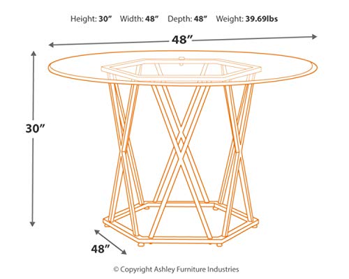 Signature Design by Ashley Madanere Round Contemporary Dining Room Table, Chrome Finish